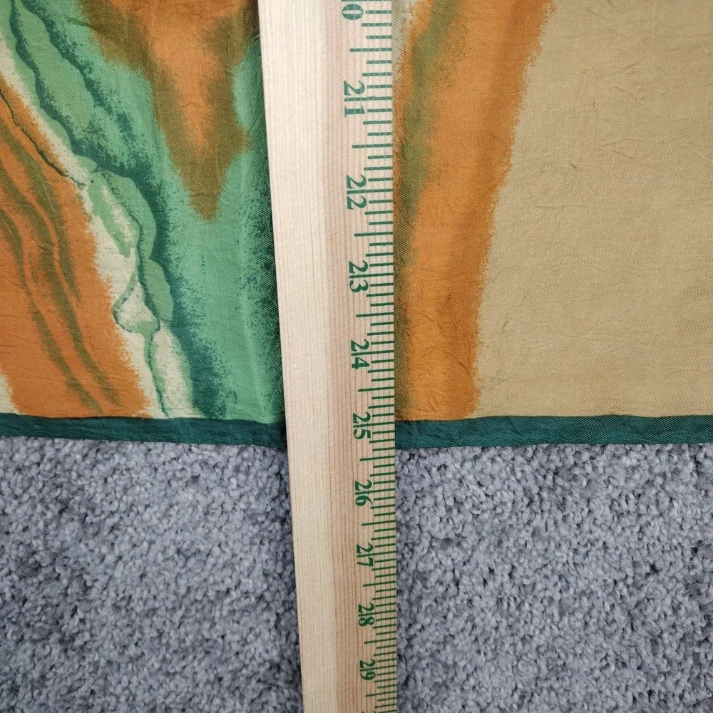 VTG Paoli Silk Scarf Abstract Landscape Waves Teal Ochre Orange Earthy